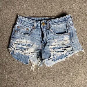 American Eagle Hi-Rise Festival Denim Shorts with Cute Pocket Details- Sz 0